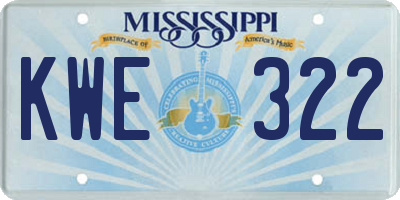 MS license plate KWE322