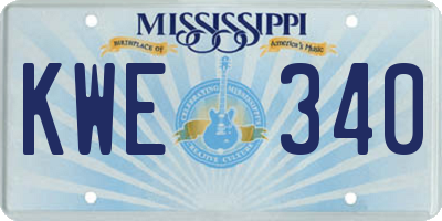 MS license plate KWE340