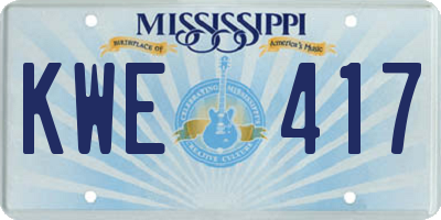 MS license plate KWE417