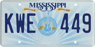 MS license plate KWE449