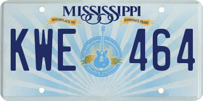 MS license plate KWE464