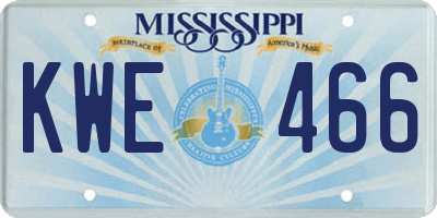 MS license plate KWE466