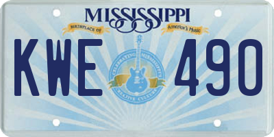 MS license plate KWE490
