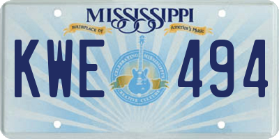 MS license plate KWE494