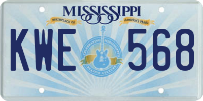 MS license plate KWE568