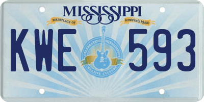 MS license plate KWE593