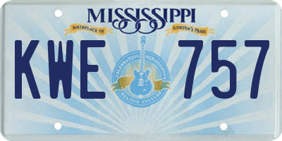 MS license plate KWE757