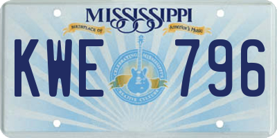 MS license plate KWE796