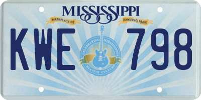 MS license plate KWE798