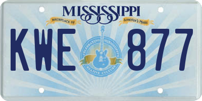 MS license plate KWE877