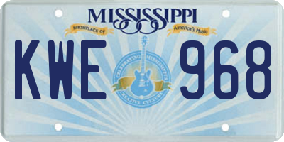 MS license plate KWE968