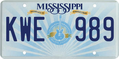 MS license plate KWE989