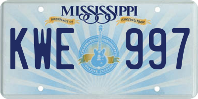 MS license plate KWE997