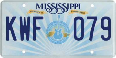 MS license plate KWF079