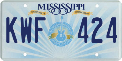 MS license plate KWF424