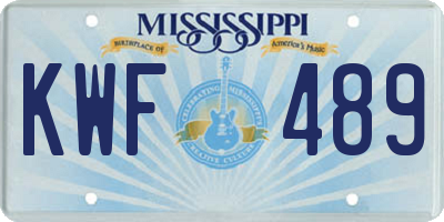 MS license plate KWF489