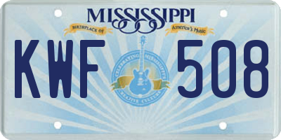 MS license plate KWF508
