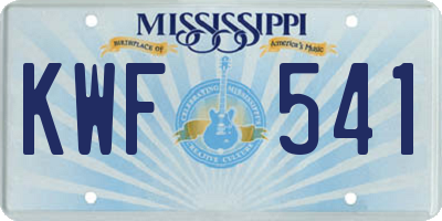 MS license plate KWF541