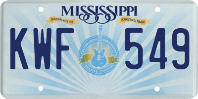 MS license plate KWF549
