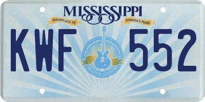 MS license plate KWF552