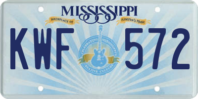 MS license plate KWF572