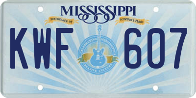MS license plate KWF607