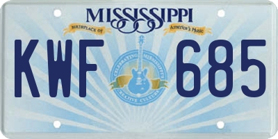 MS license plate KWF685