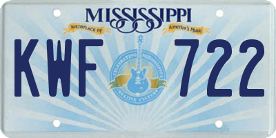 MS license plate KWF722