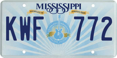 MS license plate KWF772