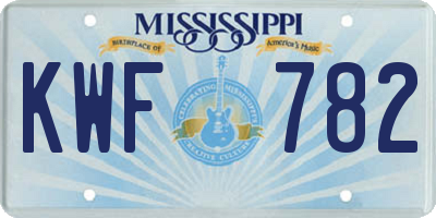 MS license plate KWF782