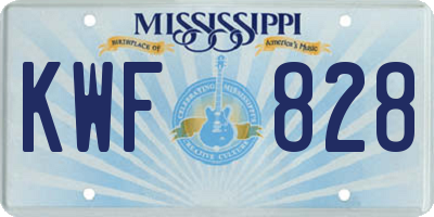 MS license plate KWF828