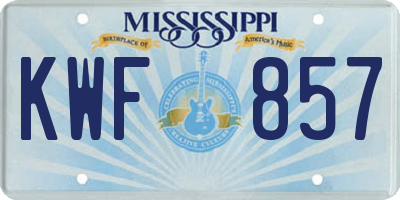 MS license plate KWF857