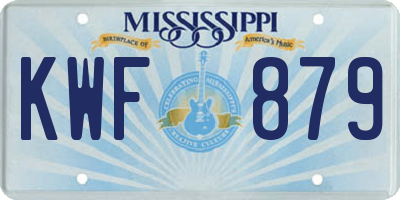 MS license plate KWF879