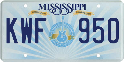 MS license plate KWF950