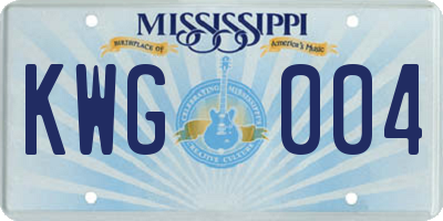 MS license plate KWG004
