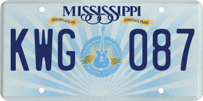MS license plate KWG087