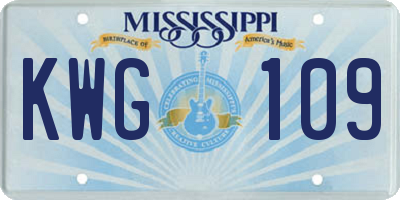 MS license plate KWG109