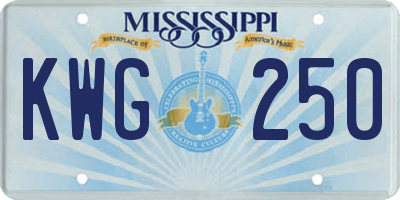 MS license plate KWG250
