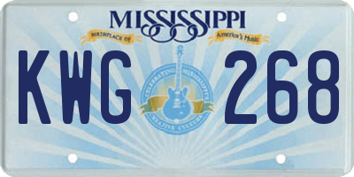MS license plate KWG268