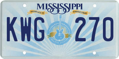 MS license plate KWG270