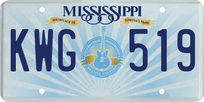 MS license plate KWG519