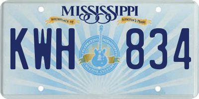 MS license plate KWH834