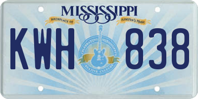 MS license plate KWH838