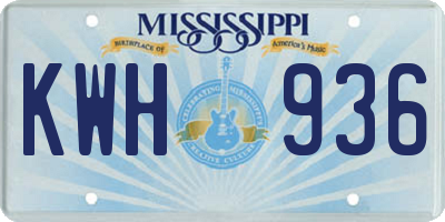 MS license plate KWH936