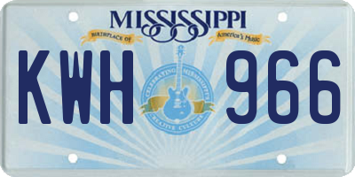 MS license plate KWH966