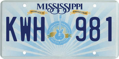 MS license plate KWH981