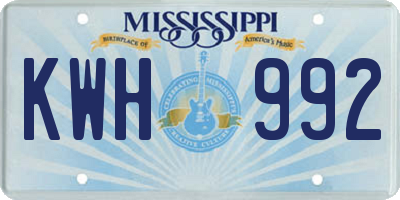 MS license plate KWH992