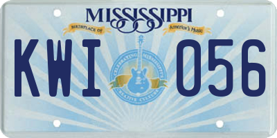 MS license plate KWI056