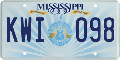 MS license plate KWI098