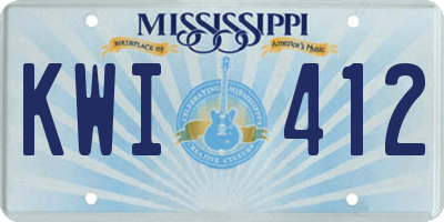 MS license plate KWI412